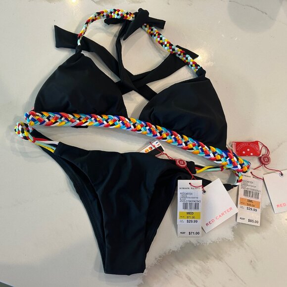 *NWT* Red Carter Black Braided Bikini Set - Med bottoms, Sm top - Picture 2 of 12